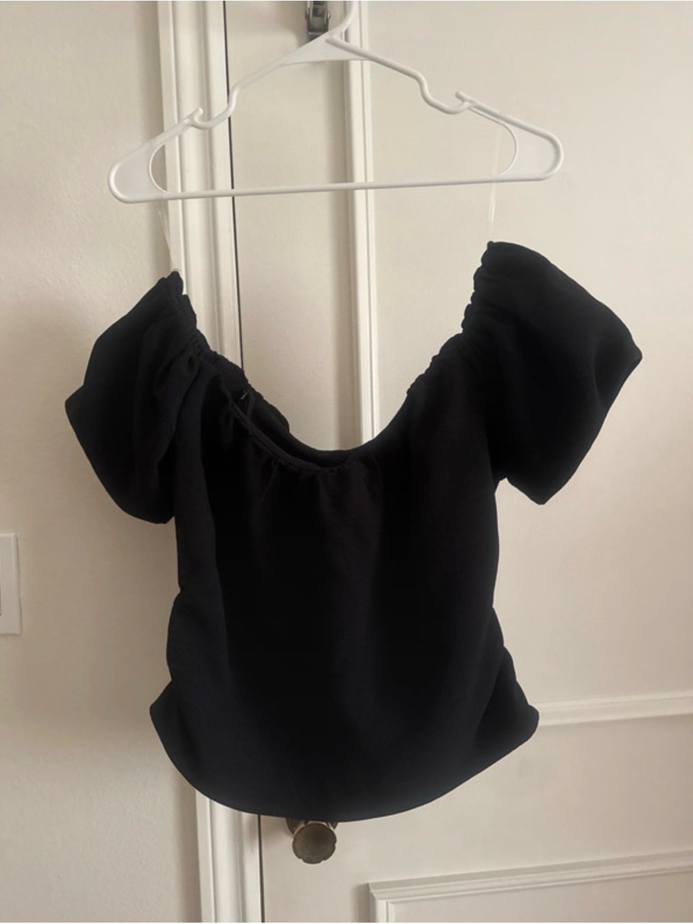 Target Black Off-Shoulder Puff Sleeve Crop Top